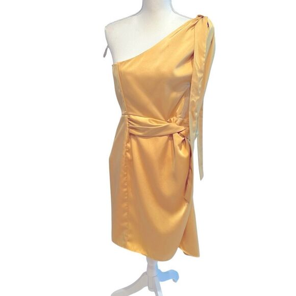 Elle Zeitoune One Shoulder Yellow Mini Dress Size Large - Picture 1 of 8